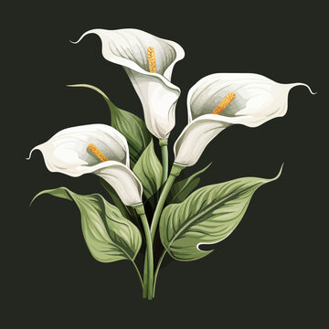 white calla lilies on dark background clip art preview