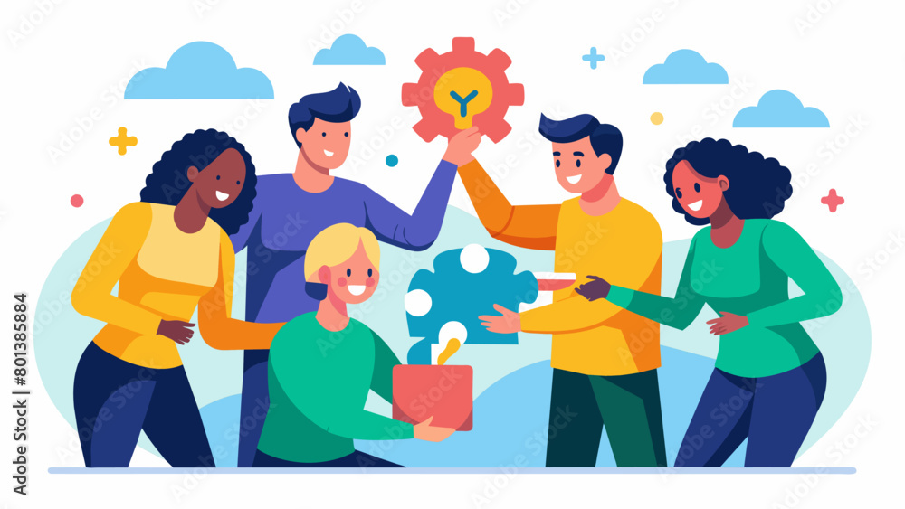 Poster a neurodiverse work team participates in a teambuilding activity where they learn to appreciate each