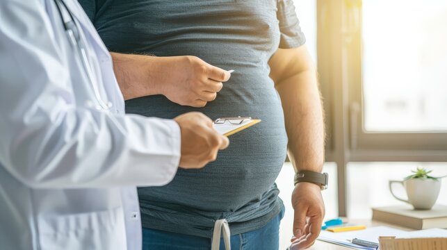 Overweight man being advised by a doctor, highlighting the importance of medical guidance for weight management