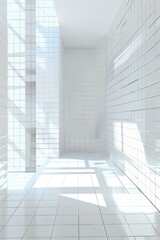 Obraz premium white interior space corridor concept white colour interior space with daylight cosy comfort home interior design background
