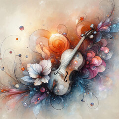 violin and flowers