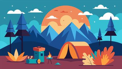 Camping in a remote location surrounded by nature and disconnected from technology and the stressors of daily life..