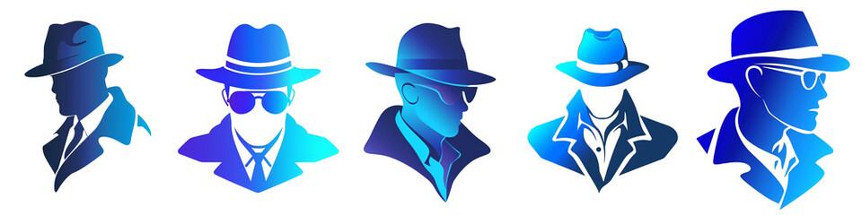 Detective clipart collection, symbol, logos, icons isolated on transparent background