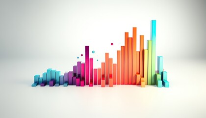 Fototapeta premium 3D graph showing business growth, colorful bars isolated against a white backdrop, emphasizing data visualization