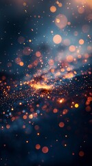 Fototapeta premium Abstract pattern of sparkling particles against a dark background, creating a shimmering effect