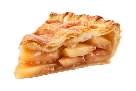 Apple pie slice isolated on transparent or white background, png