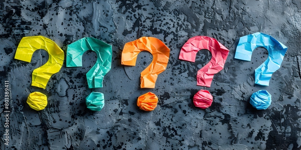 Poster colorful question marks representing diversity inclusion and of backgrounds and experiences