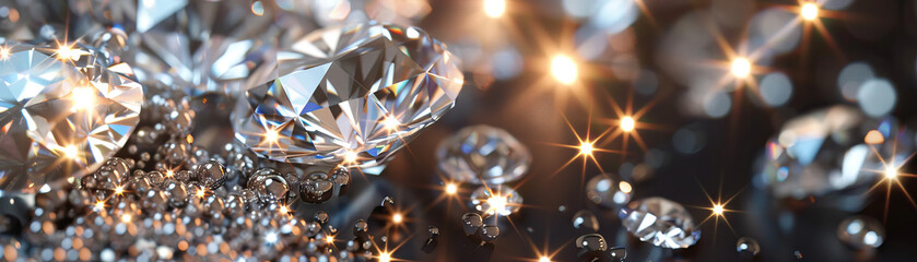 Sparkling Diamond Jewelry: Close-Up of Shimmering and Textured Diamond Jewelry in Fashion Display