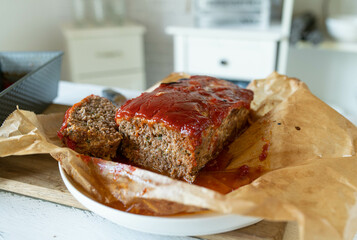 Meatloaf with glaze fresh and homemade cooked