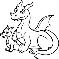 Dragon coloring pages. Dragons animal line art
