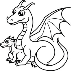 Dragon coloring pages. Dragons animal line art