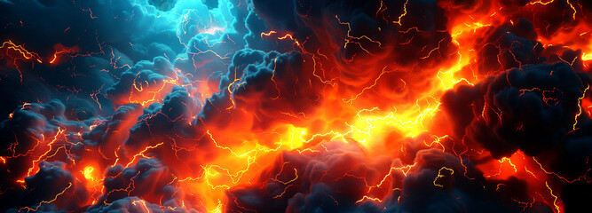 Fototapeta premium Electricity, fire, and smoke, banner