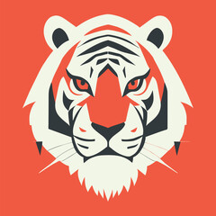 a fierce looking tiger, vector illustration flat 2
