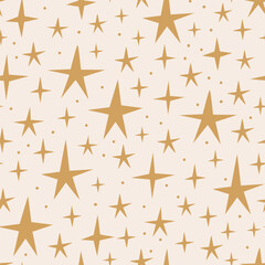 Seamless pattern with stars in boho style. Vector flat abstract background