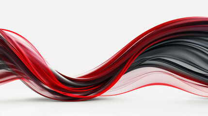 A dynamic wave of red and charcoal grey, curling smoothly and isolated against a white backdrop, resembling a high-definition photograph.