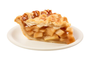 Apple pie slice isolated on transparent or white background, png