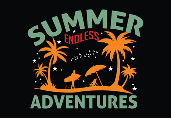Summer t-shirt design template Paradise Beach summer time