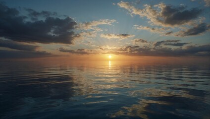 Sea with sunset and clouds