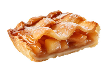 Slice of apple pie isolated on transparent or white background, png