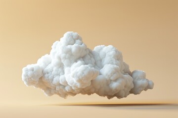 A white cloud floating in the sky on a beige background