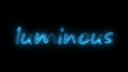 Abstract glowing neon text illustration on black background.