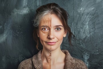 Babyboomer aging secrets revealed through worry line care, hair color variations, and visual age comparisons in skin splits.