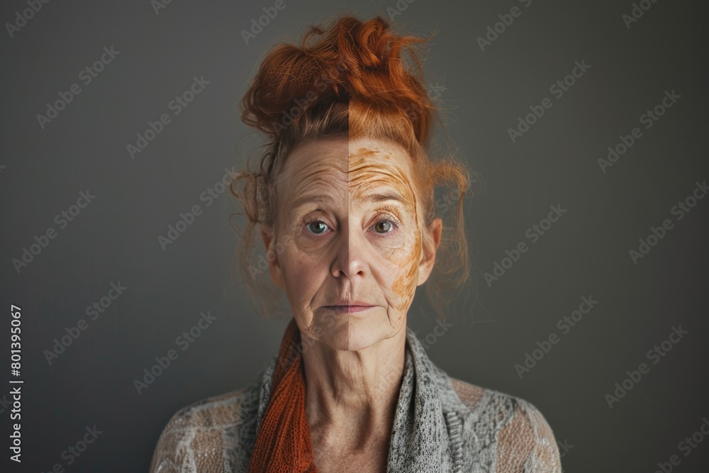 Poster using anti aging cream and exercise to manage aging perceptions, enhancing age symmetry with visual 