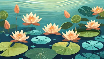 flat water lilies background for presentation, wallpaper
