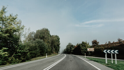 Fototapeta premium Admiring the landscape on the road in northern Spain