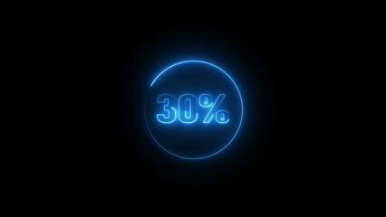Glowing neon discount offer number text icon illustration.