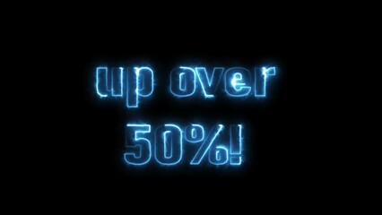 Glowing neon discount offer number text icon illustration.