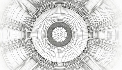 Circular Structure With Lines Drawing. Generative AI