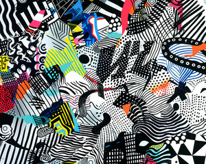 Dynamic abstract doodles and linear patterns that echo the cultural diversity of multiple nations