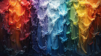 A cascade of rainbow hues falling gently onto a canvas of darkness.