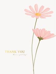thank you card with flower design, suitable for greeting card, wallpaper, background design, wedding, invitation
