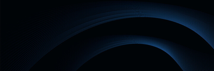 Dark abstract background with glowing wave. Shiny moving lines design element. Elegant dynamic wavy lines. Modern futuristic technology concept. Vector