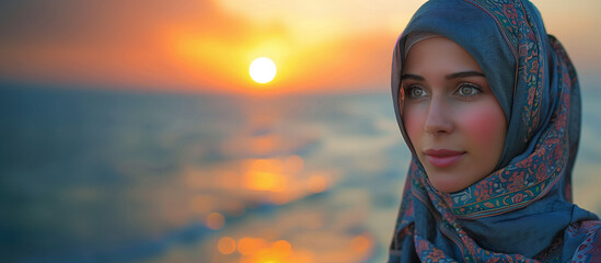Veiled Vitality: Photorealistic Portrait Radiates Muslim Woman's Inner Glow ,generated by IA