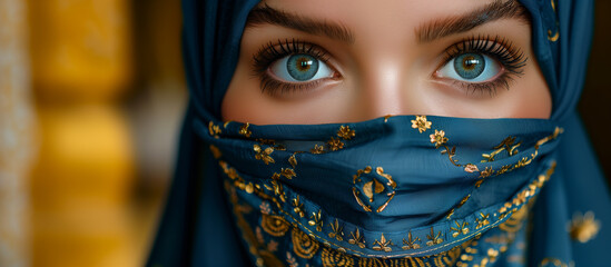Enigmatic Elegance: Woman in Niqab Exudes Sophistication During Golden Hour ,generated by IA