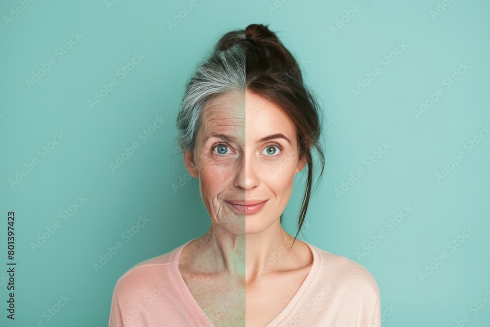Poster exercise and anti aging cream as strategies for managing aging, visualized through hair color symmet