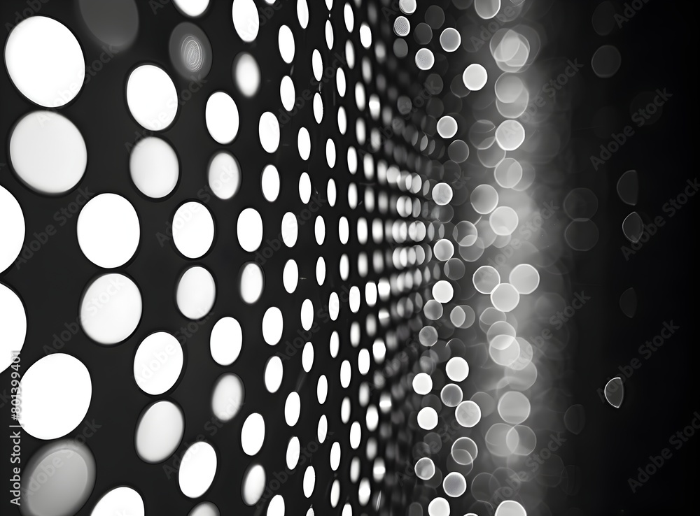 Poster abstract background of white dots on black, with a gradient effect and bokeh light effects. a high-r