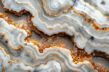 A closeup of an intricate marble pattern with golden veins. Created with Ai