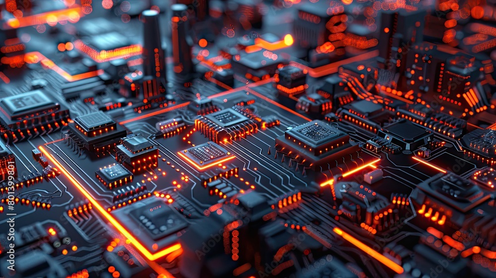 Poster the image shows a close-up of a computer circuit board