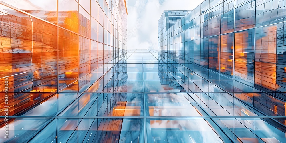 Poster efficient architectural project management with modern skyscraper backdrop