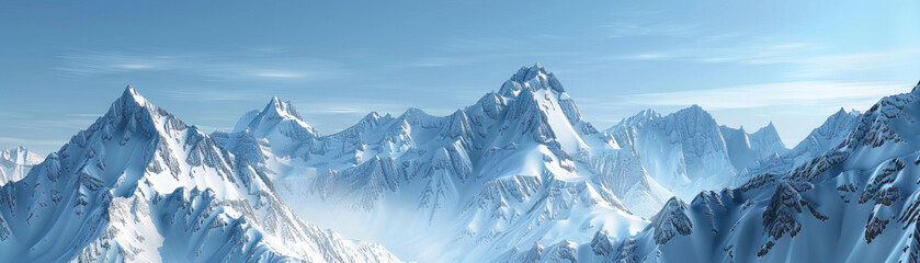 Fototapeta premium Sparkling Snow-Covered Peaks: Close-Up of Shimmering and Textured Snow-Covered Mountain Peaks
