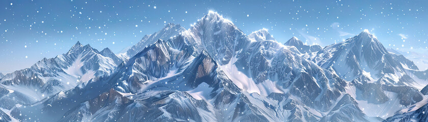 Sparkling Snow-Covered Peaks: Close-Up of Shimmering and Textured Snow-Covered Mountain Peaks