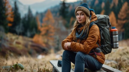Young Woman Resting During Hike