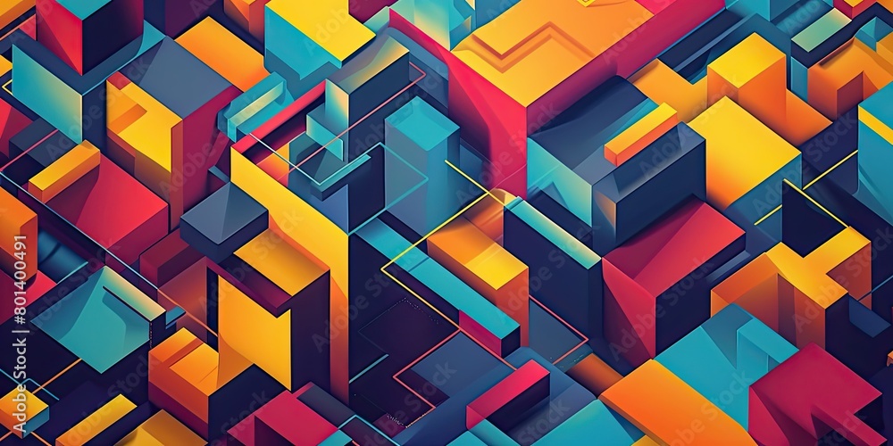 Poster a dynamic stock illustration of an abstract geometric pattern background, with overlapping shapes an