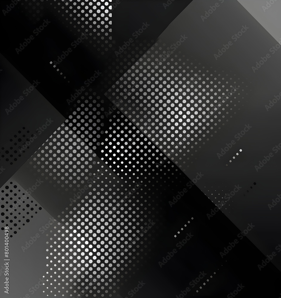 Poster vector illustration of black and white gradient grid background with squares, halftone pattern on da