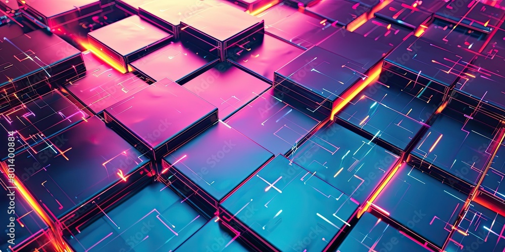 Aufkleber a futuristic stock image of an abstract geometric pattern background, with metallic textures and neo