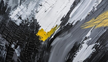 closeup of abstract rough black gray yellow white art painting texture